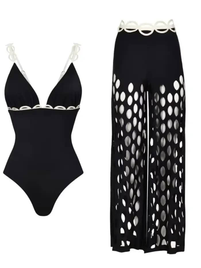 Maillot de bain une pièce vintage 2026 avec pantalon intégré pour femme