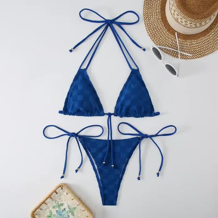 Nouveau Style Bikinis ensemble Sexy solide Plaid Bikini maillot de bain Push Up