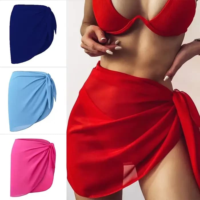 Parbones-Robe de plage transparente en mousseline de soie pour femme