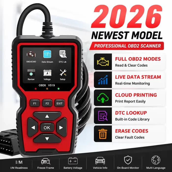 V519 Scanner OBD2 Professionnel, Outil de Diagnostic Automobile USB, Données en Temps Réel, Prêt pour I/M, Lecture et Suppression des Codes de Défaut du Moteur pour la Plupart des Véhicules