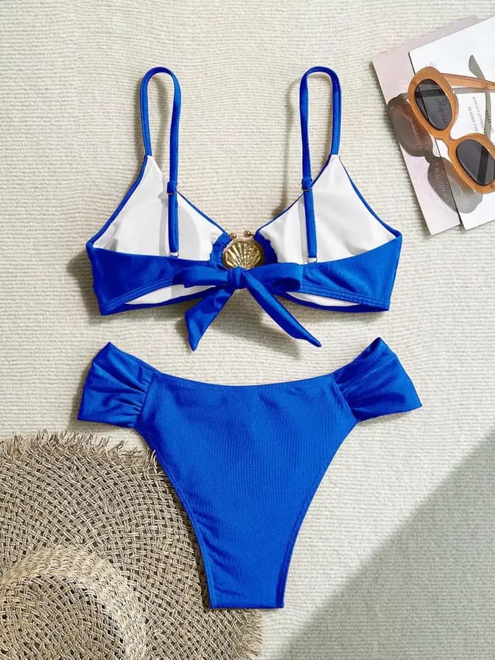 Ensemble bikini sexy plissé taille haute 2026 pour femme