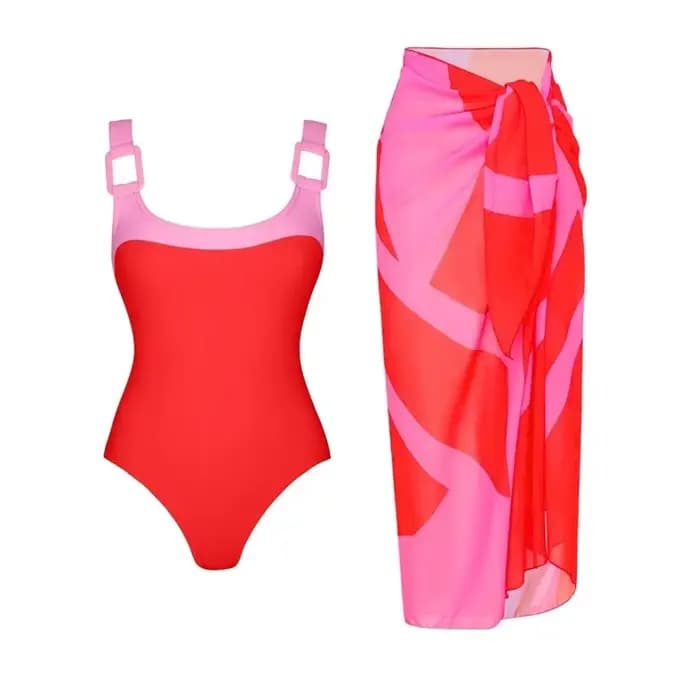 Nouveau Maillot de Bain Une Pièce Sexy 2026 pour Femme avec Jupe de Plage Intégrée – Tenue de Bain et Vêtement de Plage pour Femme