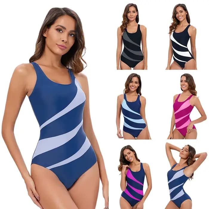 Maillot de bain une pièce sportif à blocs de couleurs pour femmes, Design Sexy ajusté avec maillot de bain respirant à séchage rapide pour la natation et le surf