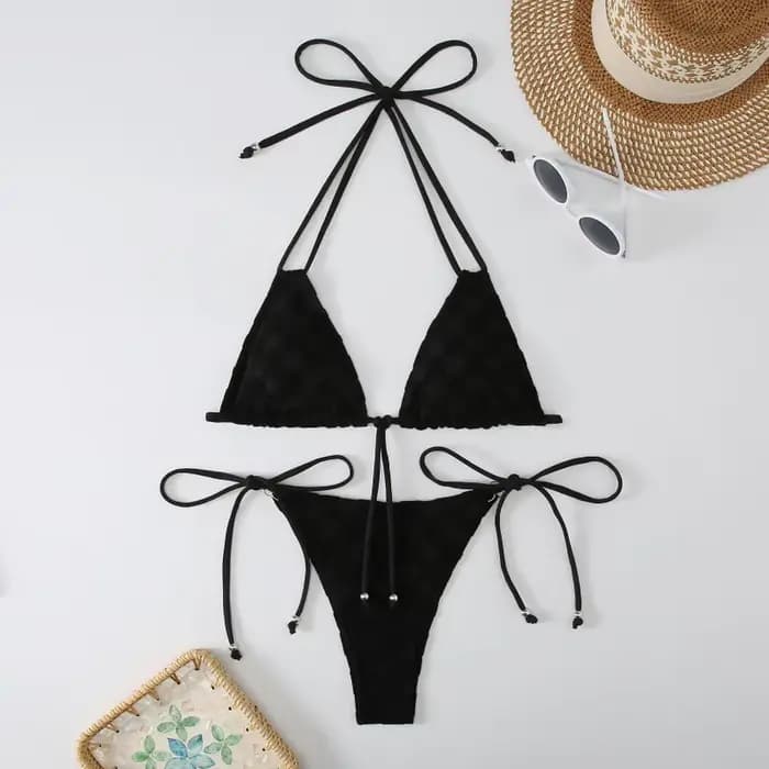 Nouveau Style Bikinis ensemble Sexy solide Plaid Bikini maillot de bain Push Up