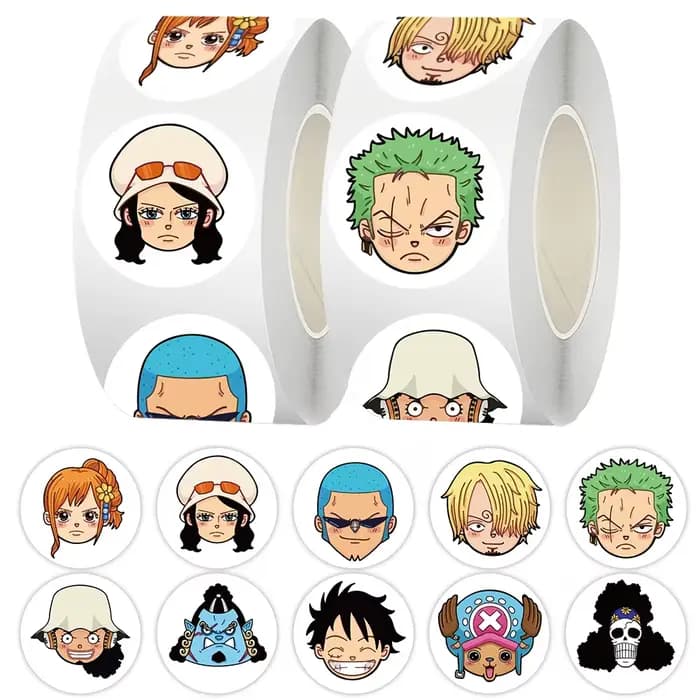 500 autocollants décoratifs Kawaii One Piece DIY en rouleau, étiquettes adhésives de dessins animés pour enfants, pour bonbons et jouets