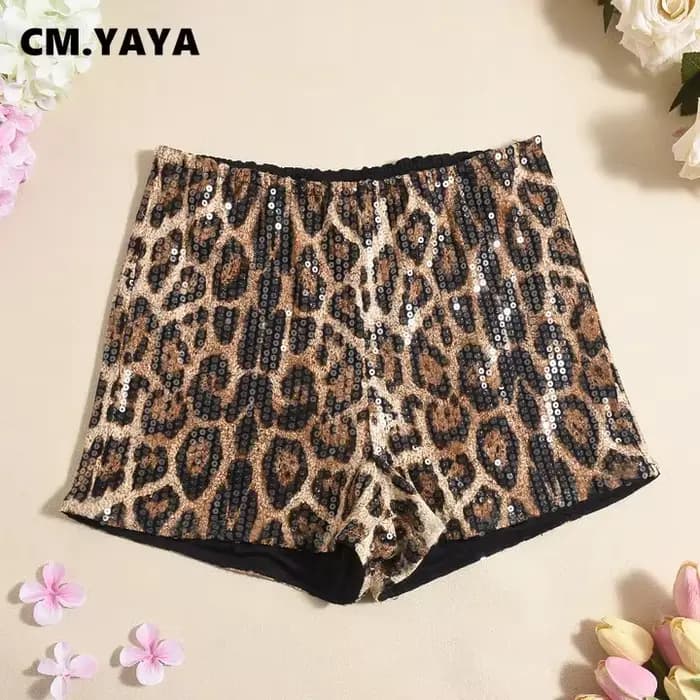 CM.YAYA-Leggings à imprimé léopard pailmétrage pour femme