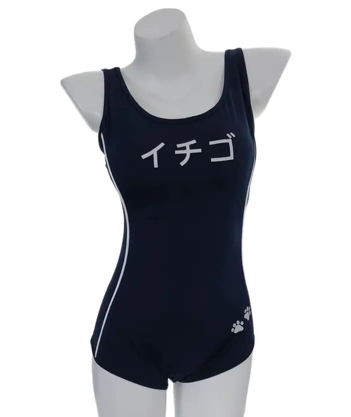 Anime Neko Cat Ruffle Cosplay Swimsuit, Sukumizu School Girls Swimwear, Bathing Monokini, Push Up Padded Bikinis, 1 Pc
