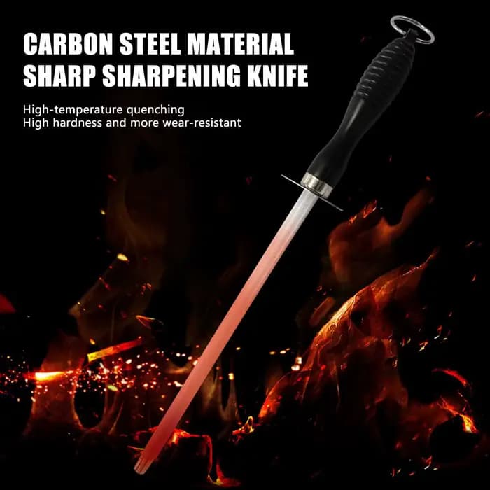 Aiguiseur de couteaux professionnel en acier au carbone, aiguiseur de couteaux durable avec poignée en ABS, tige d'affûtage, outil de cuisine