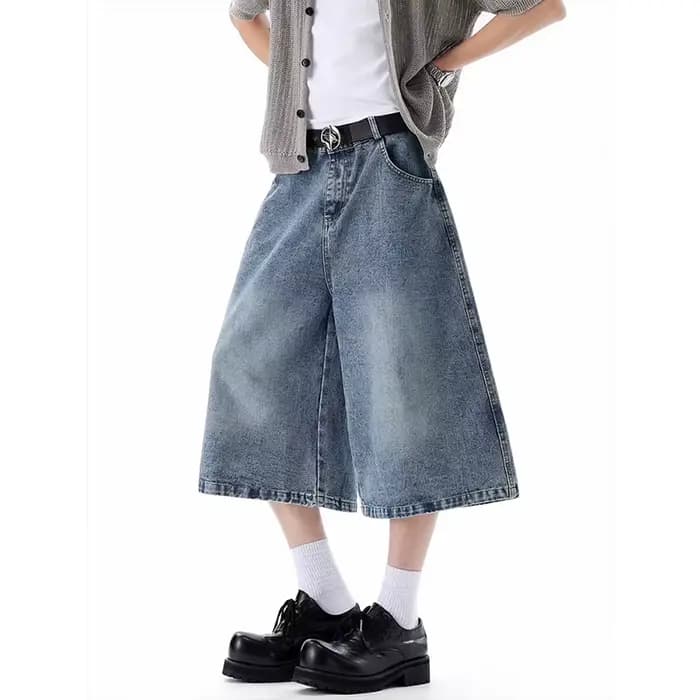 Shorts en jean bleu pour homme, style Y2K, esthétique Harajuku, broderie vintage, shorts de cowboy, vêtements trashy des années 2000