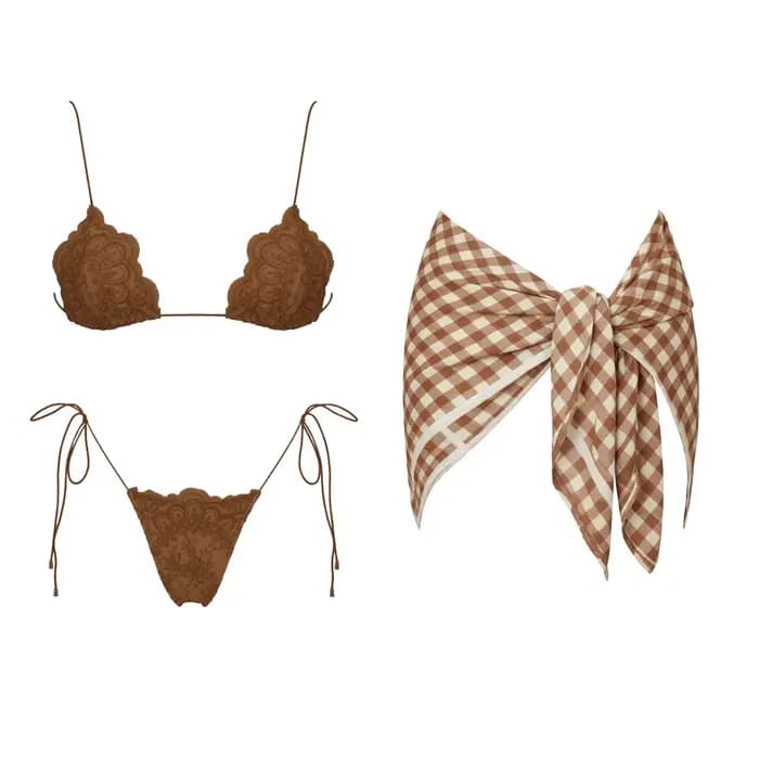 Maillot de bain bikini en dentelle pour femme avec pantalon