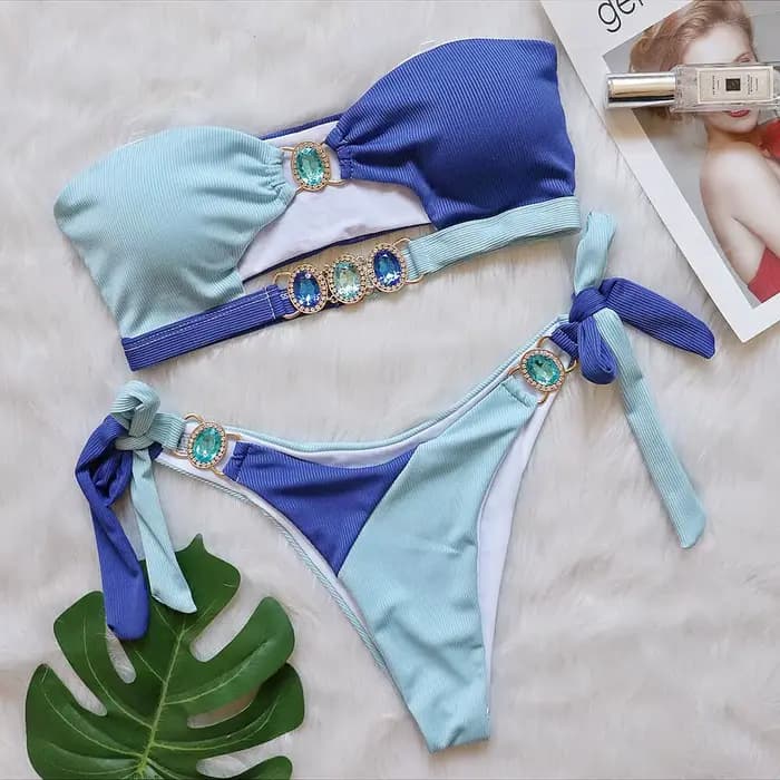 Luxuryt BanRibBikini-Maillot de bain en biscuits découpé pour femme