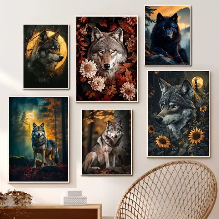 Affiches classiques de la forêt, Animal sauvage, loup, bête féroce, imprimés, peinture sur toile, tableau d'art mural, décoration de maison pour salon