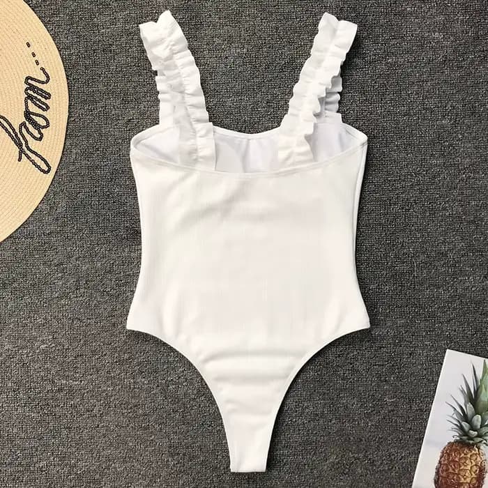 Maillot de bain une pièce Sexy pour femmes, à volants, oreilles en bois, Push Up, Monokini, vêtements de plage, nouvelle collection, 2025