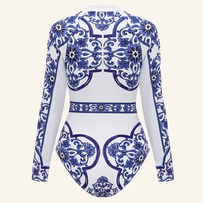 Nouveau surf Sport maillot de bain manches longues femmes une pièce maillot de bain maillots de bain solide Monokini maillot de bain Tropical body femme