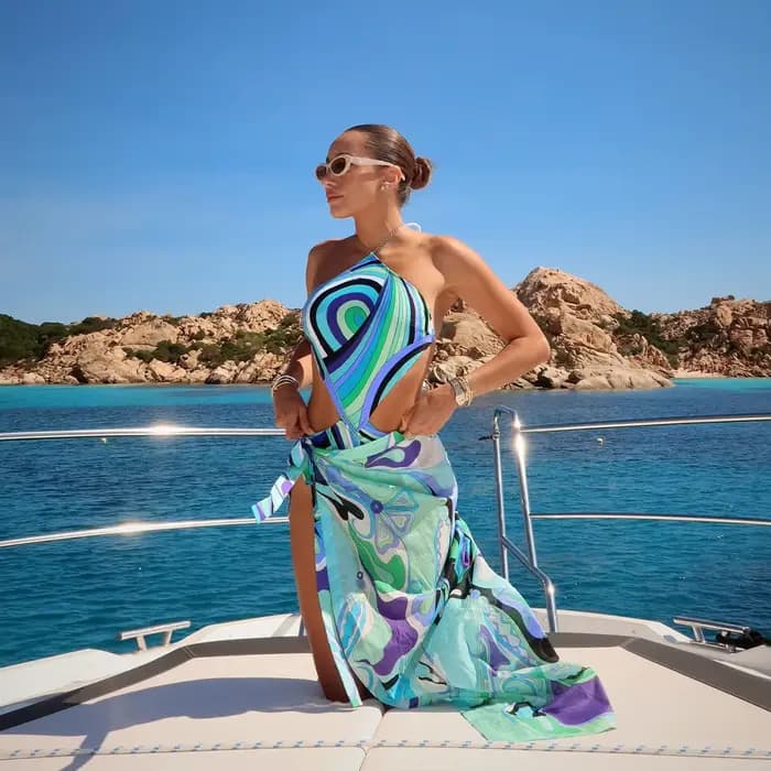 Maillot de bain une pièce imprimé avec jupe