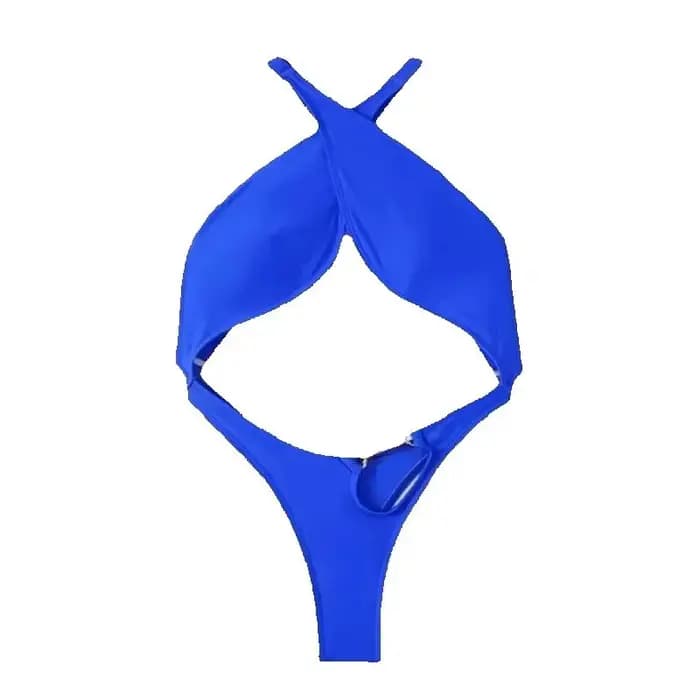 Maillot de bain une pièce bleu uni