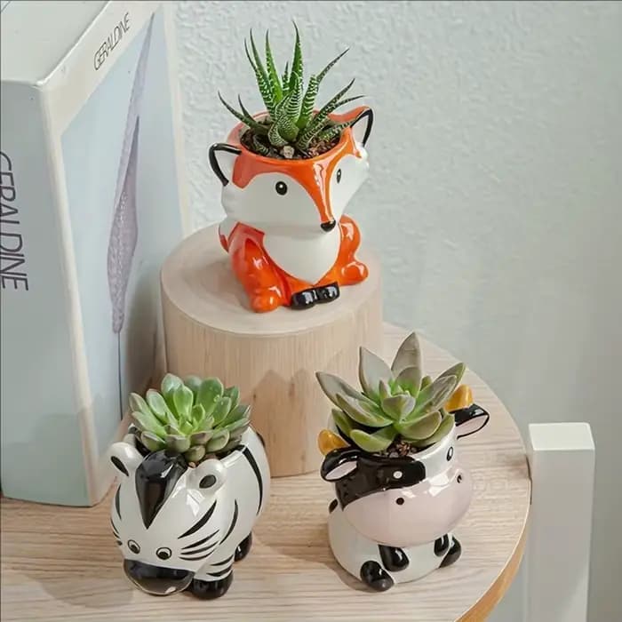 Pot de fleurs en forme d'animal de dessin animé, résistant à la corrosion, adapté à la décoration de la table, plusieurs styles disponibles, 1 pièce