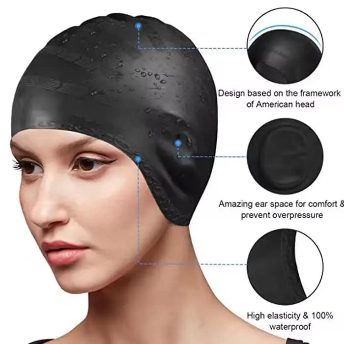 DIZETION Bonnet de bain imperméable à haute élasticité Protection des oreilles Grand