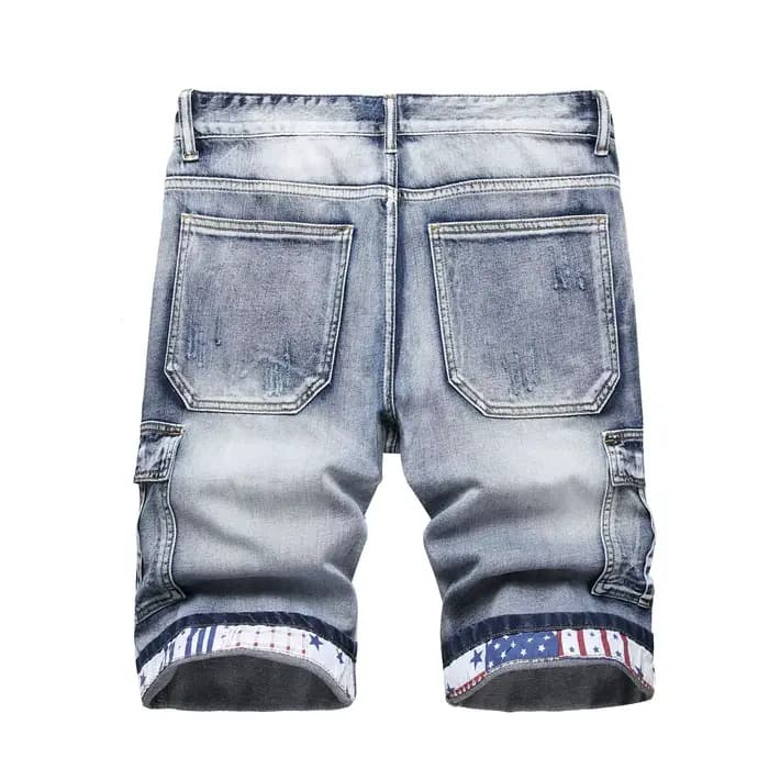 Short en jean Cargo pour hommes, longueur aux genoux, poches multiples, taille moyenne, délavé, pantalon court droit d'été, Streetwear
