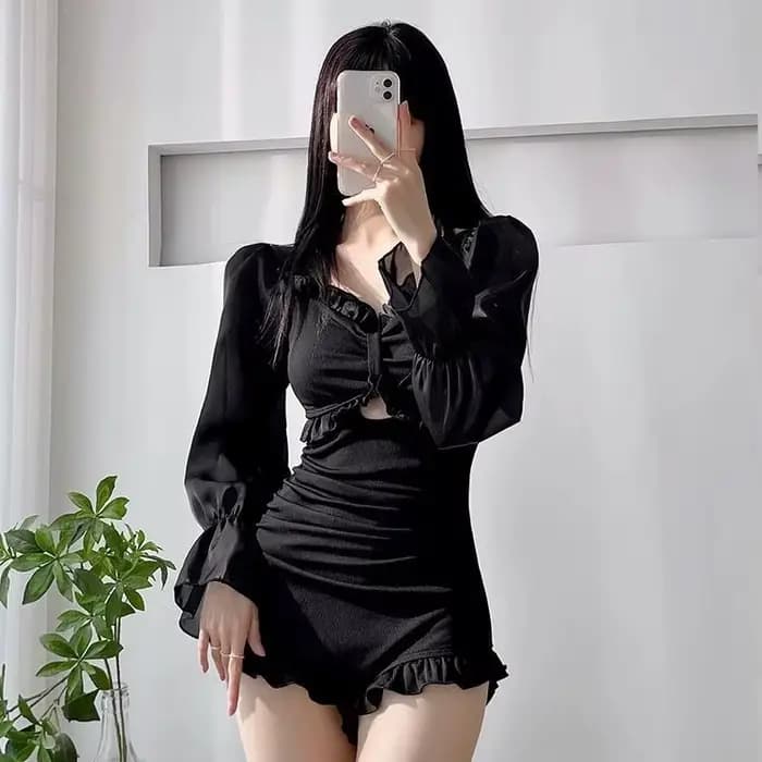 Nouveau maillot de bain à manches longues pour femmes minceur et trempage conservateur dans les sources chaudes une