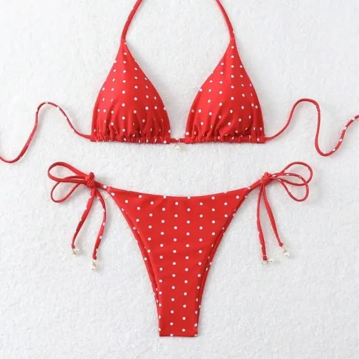 Ensemble Bikini sexy noir et blanc à pois