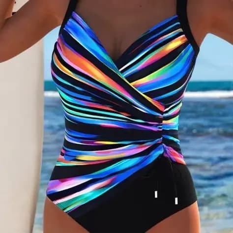 Maillot de bain une pièce imprimé plage coupe ajustée pour les vacances, Trikini, Maillot de bain femme, Monokini