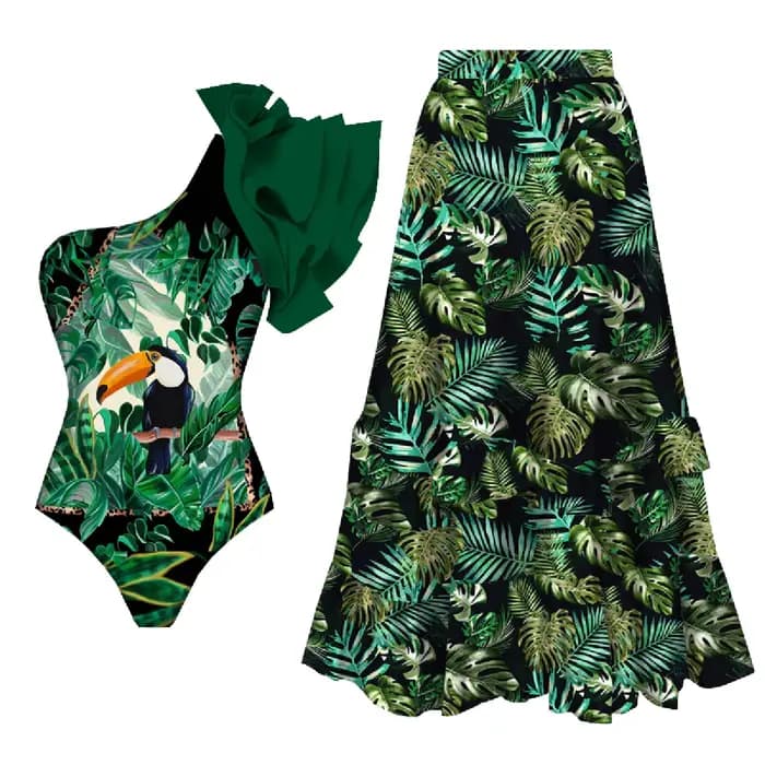 Maillot de bain une pièce à volants pour femmes
