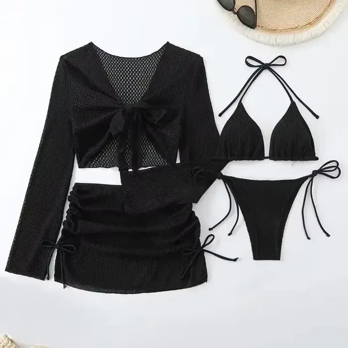 Solide Sexy Bikinis femme maillots de bain femmes quatre pièces