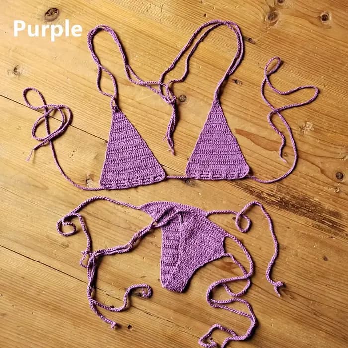 Boho plage femmes Sexy Bikini string à la main maillot de bain au Crochet bas