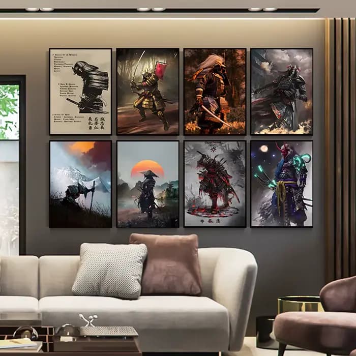 Affiche sur toile de samouraï du Japon, art mural pour la maison, impressions douanières, décoration de chambre à coucher, salon, peintures murales, boutique, décoration de bar