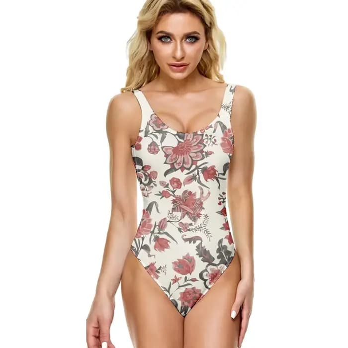 Maillot de bain une pièce Audacieux Dahlia fleurs décontracté ventre contrôle plage costier grand-mère maillots