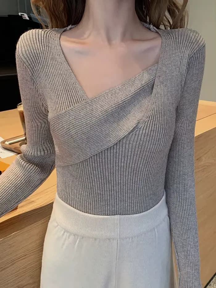 AOSSVIAO Pull sexy à col en V pour femme, pull en jersey tendance pour femme, collection hiver 2026, pull-over automne pour femme, Truien Dames