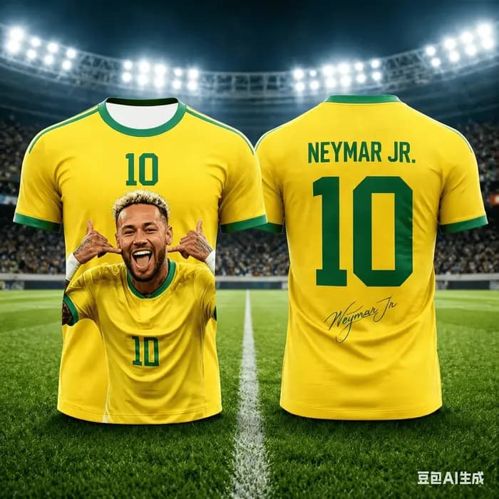 Numéro de l'équipe nationale du Brésil Maillot de football Neymar pour 10 joueurs, T-shirt sportif pour homme été 2026, tissu respirant et à séchage rapide