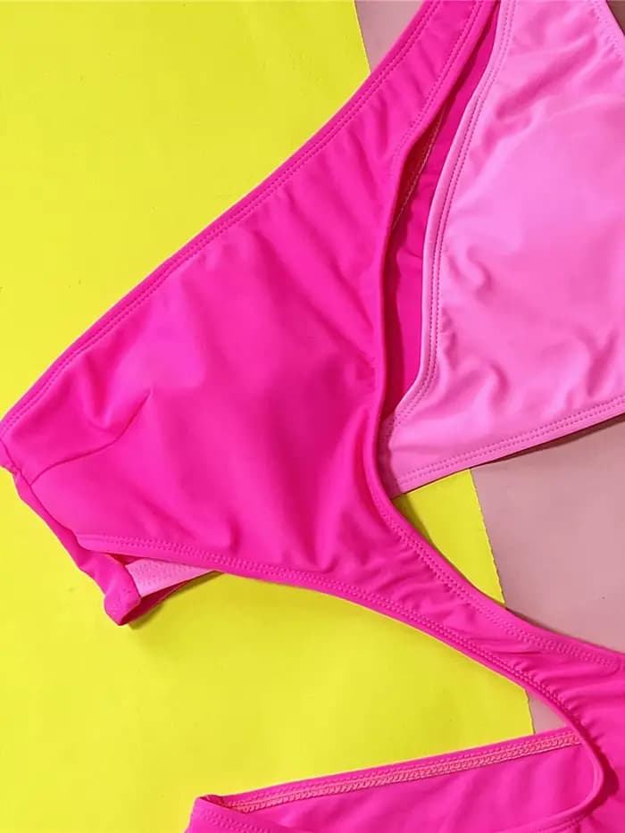 Maillot de bain asymétrique une pièce pour femme, découpé, une initié, épissage, taille haute, rembourré, baigneur, bain trempé, K5127