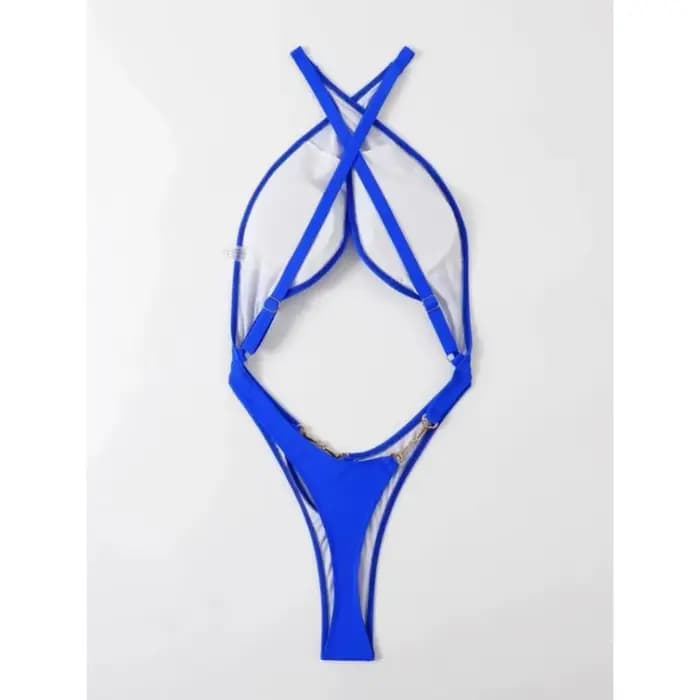 Maillot de bain une pièce bleu uni