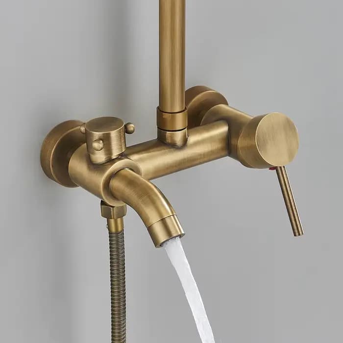 Ensemble de douche et robinetterie de bain en laiton antique, mitigeur de bain et douche, pommeau de douche pluie de 8 pouces, pour baignoire, fixation murale