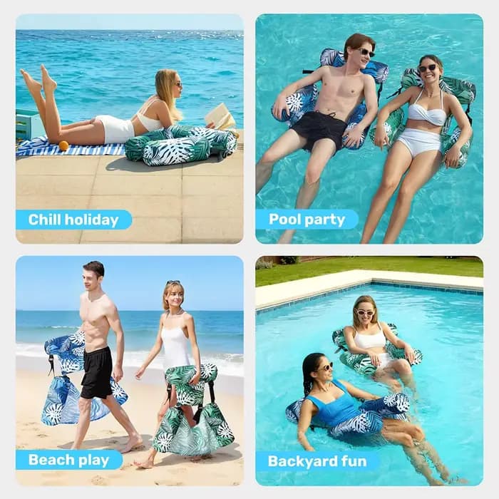 Fauteuil Flottant Gonflable pour Jardin et Piscine – Accessoire de Natation Extérieur pour Adultes, Idéal pour Piscines Hors Sol