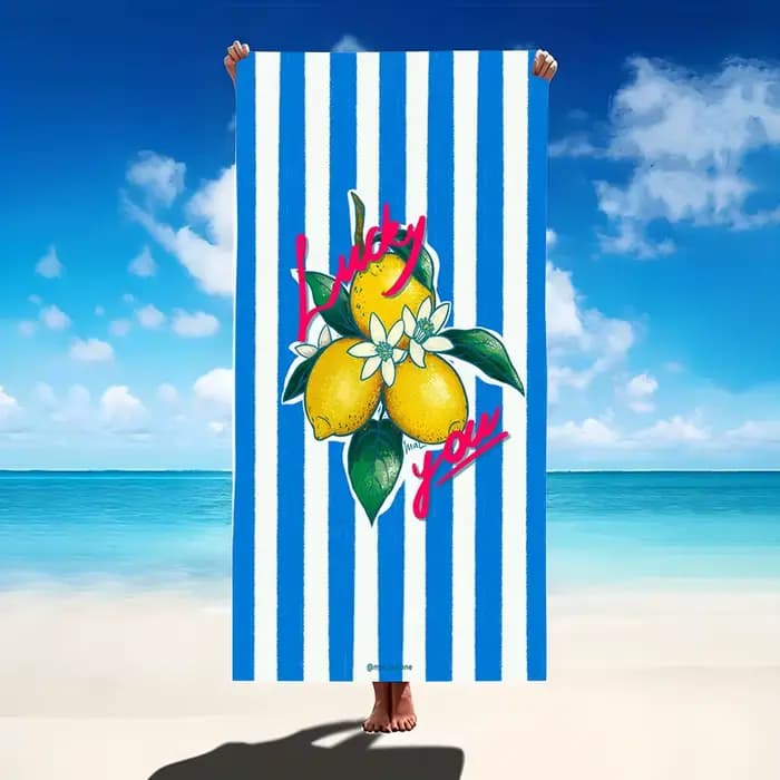Serviette de plage Amalfi Lemon - Drap de bain en microfibre italien « La Dolce Vita » avec imprimé agrumes