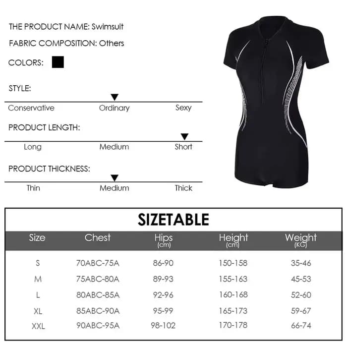 Manches courtes modeste une pièce maillot de bain minceur coupe carrée maillot de bain grande taille fermeture éclair printemps chaud maillot de bain costume femmes