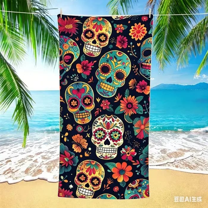 Serviette de plage en microfibre Sugar Skull