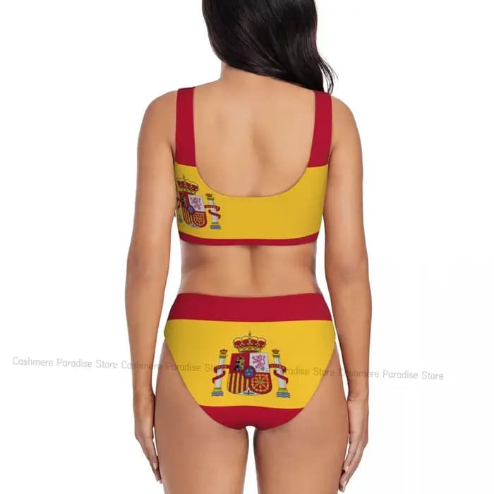 Le Bikini Push-Up femmes Sexy maillot de bain séparé drapeau espagnol deux pièces vêtements de plage