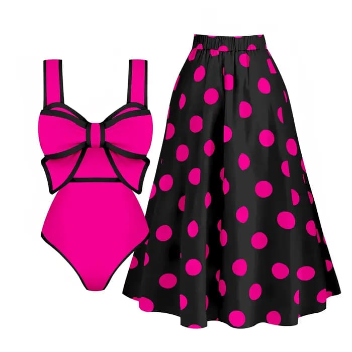 Maillot de bain une pièce avec nœud papillon pour femmes, avec jupe, Monokini, body de plage, vêtements de plage, nouvelle collection 2025