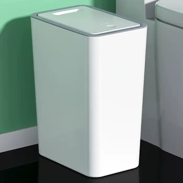 Poubelle de salle de bain - 10L, petite poubelle avec couvercle à pression pour toilettes, chambre à coucher, salon - Poubelle en plastique avec H0255