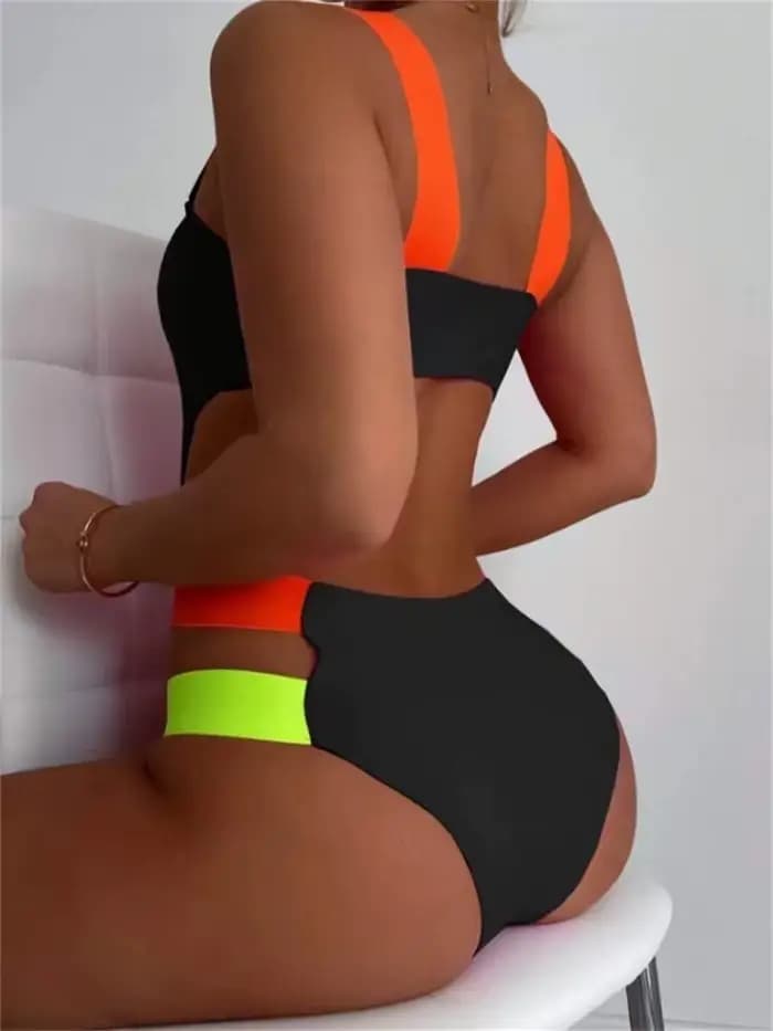 Maillot de bain une pièce sexy noir contrastant 2026 pour femme