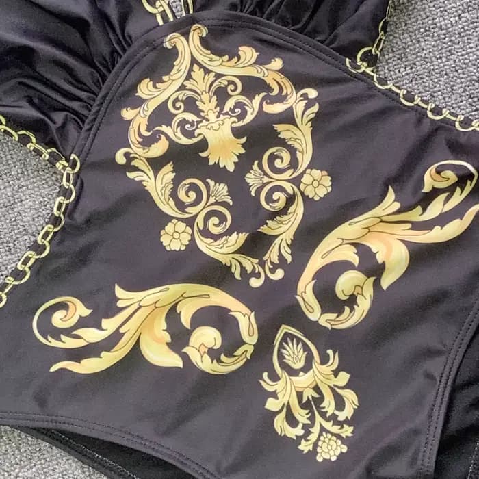 Femmes vêtements de plage maillot de bain Sexy nouveau imprimé doré une pièce