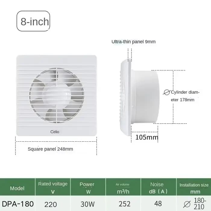 4/6/8 pouces extracteur ventilateur ventilateur d'échappement ventilateur d'air haute vitesse salle de bains cuisine toilette évent fenêtre mur ventilateur ventilateur d'échappement