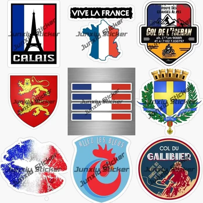 Décalcomanies VIVE LA FRANCE Paris! Autocollant Tour Eiffel avec France Feel Coussins, Crêpes au rhum, Blason