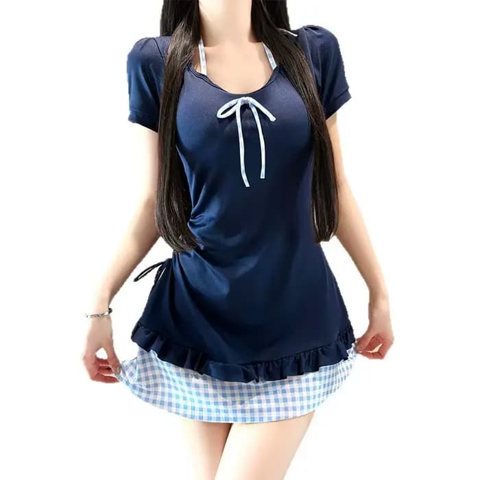 Maillots de bain sexy à manches courtes et volants kpop