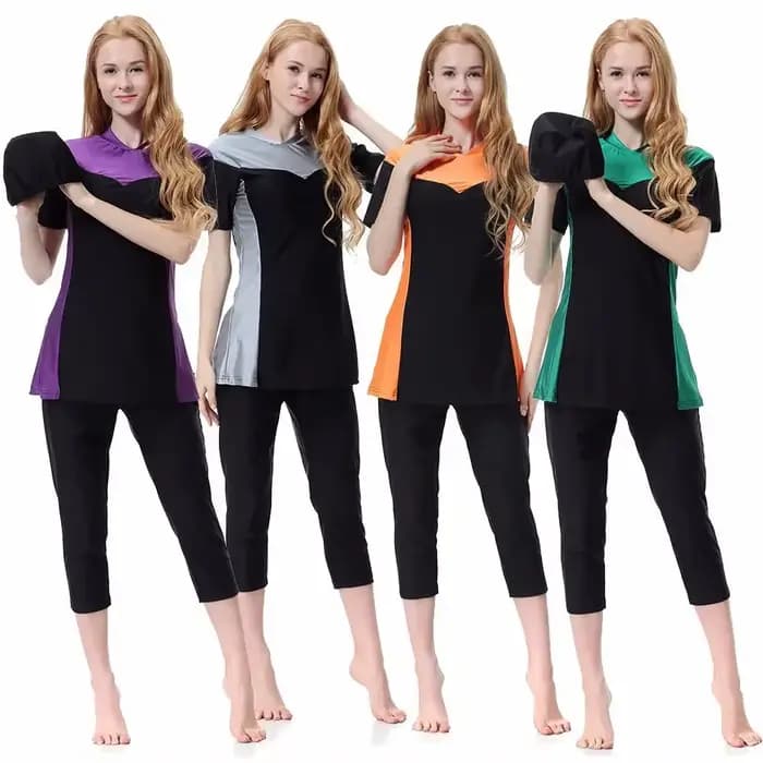 Maillot de bain Burkini islamique pour femme, tenue de natation, voile, modeste, à la mode, ensemble 3 pièces
