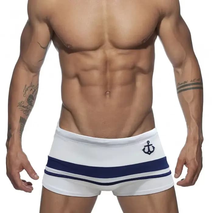 UXH – maillot de bain Sexy pour hommes, boxer, short à rayures, costume de bain, pantalon de plage, été, surf